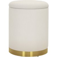 HOMCOM Sitzhocker mit Stauraum Hocker mit Deckel, Stahlboden, Runder Fußhocker Polsterhocker mit Fußpads, Kordoptik 36 x 36 x 44 cm Cremeweiß   Aosom von HOMCOM