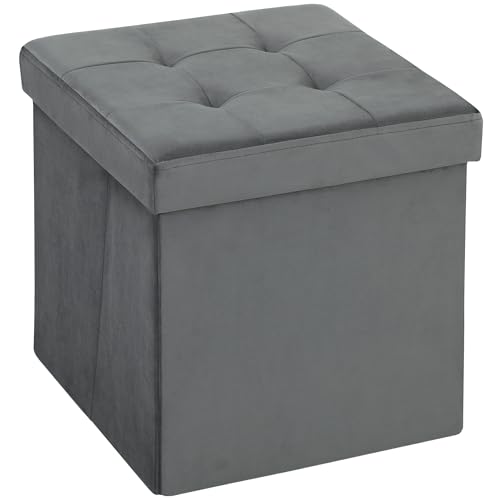 HOMCOM Sitzhocker mit Stauraum Klappbar Hocker mit Deckel, Fußhocker Sitzwürfel Polsterhocker mit Samtoptik 38 x 38 x 38 cm Grau HOMCOM Sitzhocker mit Stauraum Klappbar Hocker mit Deckel, Fußhocker Sitzwürfel Polsterhocker mit Samtoptik 38 x 38 x 38 cm Grau von HOMCOM