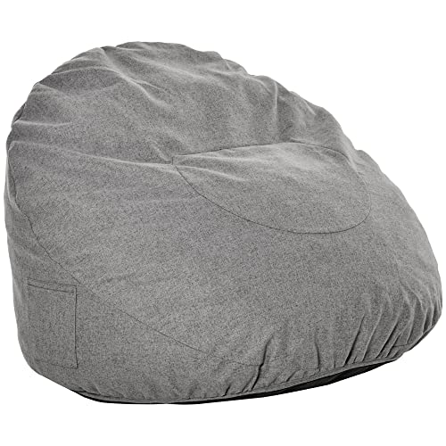 HOMCOM Sitzsack aufblasbares Sofa Bodensessel Sitzkissen gepolstert mit 2 Seitentaschen waschbar für Wohnzimmer Liege Schlafzimmer Polyester-Gewebe Schaumstoff-Füllung Dunkelgrau Ø115x71 cm von HOMCOM