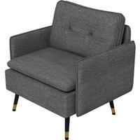 HOMCOM Skandinavischer Sessel mit gepolstertem Rücken und Paspel aus Stoff 76 x 68 x 80 cm - Grau und schwarze Metallbeine mit goldenen Details Aosom HOMCOM Skandinavischer Sessel mit gepolstertem Rücken und Paspel aus Stoff 76 x 68 x 80 cm - Grau und schwarze Metallbeine mit goldenen Details Aosom von HOMCOM