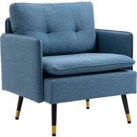 HOMCOM Polstersessel Armlehnensessel mit Kissen Loungesessel Sofa mit Leinenoptik, Stahlbeine, für Wohnzimmer, Schlafzimmer, Dunkelblau, 76 x 68 x 80 cm   Aosom von HOMCOM