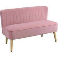 HOMCOM Sofa, Breite: 117 cm, 2-Sitzer, inklusive Auflagen - rosa von HOMCOM