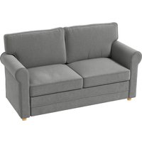 HOMCOM Sofa 2 Sitzer Couch mit Armlehne Dick Gepolstert Doppelsofa Modern Polstersofa mit S-Feder, Leinenoptik, Holzbeine für Schlafzimmer Wohnzimmer, 150 x 74 x 86 cm, Dunkelgrau   Aosom von HOMCOM