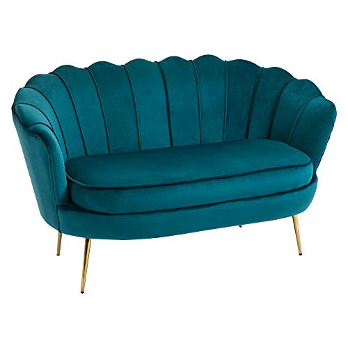 HOMCOM Sofa 2 Sitzer Couch mit Armlehne Dick Gepolstert Polstersofa Modern Doppelsofa mit Samtoptik für Wohnzimmer Schlafzimmer, 130 x 77 x 77 cm, Dunkelgrün von HOMCOM