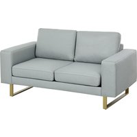 HOMCOM Sofa 2 Sitzer Couch mit Armlehne Doppelsofa Modern Polstersofa mit Leinenoptik, Kissen für Schlafzimmer Wohnzimmer, 145 x 82 x 78 cm, Hellgrau   Aosom von HOMCOM