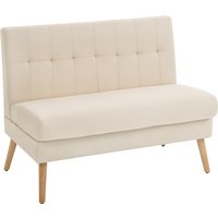 HOMCOM Sofa 2 Sitzer Couch mit Leinenoptik, Getuftete Rückenlehne Kleine Polstersofa Modern 118 cm Gepolstert Doppelsofa mit Holzbeine für Wohnzimmer, Kleine Räume, Beige Aosom HOMCOM Sofa 2 Sitzer Couch mit Leinenoptik, Getuftete Rückenlehne Kleine Polstersofa Modern 118 cm Gepolstert Doppelsofa mit Holzbeine für Wohnzimmer, Kleine Räume, Beige Aosom von HOMCOM