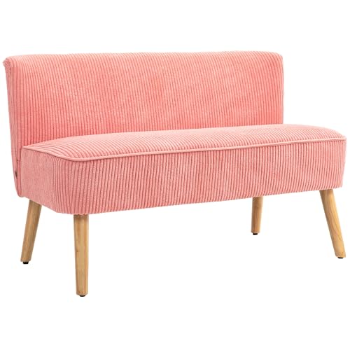 HOMCOM Sofa 2 Sitzer modern Couch ohne Armlehne Gepolstert Polstersofa mit Cord-Optik, klein Loungesofa mit Holzbeine für Wohnzimmer, 117 x 56,5 x 77 cm, Rosa HOMCOM Sofa 2 Sitzer modern Couch ohne Armlehne Gepolstert Polstersofa mit Cord-Optik, klein Loungesofa mit Holzbeine für Wohnzimmer, 117 x 56,5 x 77 cm, Rosa von HOMCOM