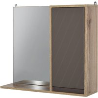 HOMCOM Spiegelschrank, grau/braun, Holz, BxHxT: 57 x 49,2 x 14,2 cm - grau | braun von HOMCOM