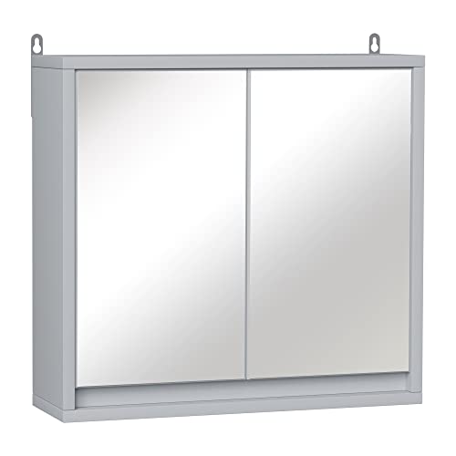 HOMCOM Spiegelschrank Badezimmerschrank Badschrank Hängeschrank Badmöbel mit 2 Ablagen Wandschrank Holz Grau 48 x 14,5 x 45 cm HOMCOM Spiegelschrank Badezimmerschrank Badschrank Hängeschrank Badmöbel mit 2 Ablagen Wandschrank Holz Grau 48 x 14,5 x 45 cm von HOMCOM