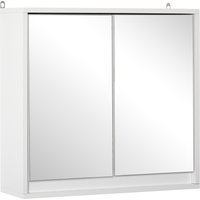 HOMCOM Spiegelschrank Badezimmerschrank Badschrank Hängeschrank Badmöbel mit 2 Ablagen Wandschrank Holz Weiß 48 x 14,5 x 45 cm   Aosom von HOMCOM