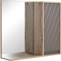 HOMCOM Spiegelschrank Badschrank Hängeschrank Badmöbel Wandschrank Mehrzweckschrank, Spanplatte+MDF, Grau+ Natur,57 x 14,2 x 49,2 cm   Aosom von HOMCOM