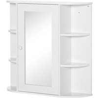 HOMCOM Spiegelschrank  Badspiegel zur Wandmontage, Hängeschrank mit 8 Fächern, Mehrzweckschrank, Weiß, 66x17x63cm  Aosom.de von HOMCOM