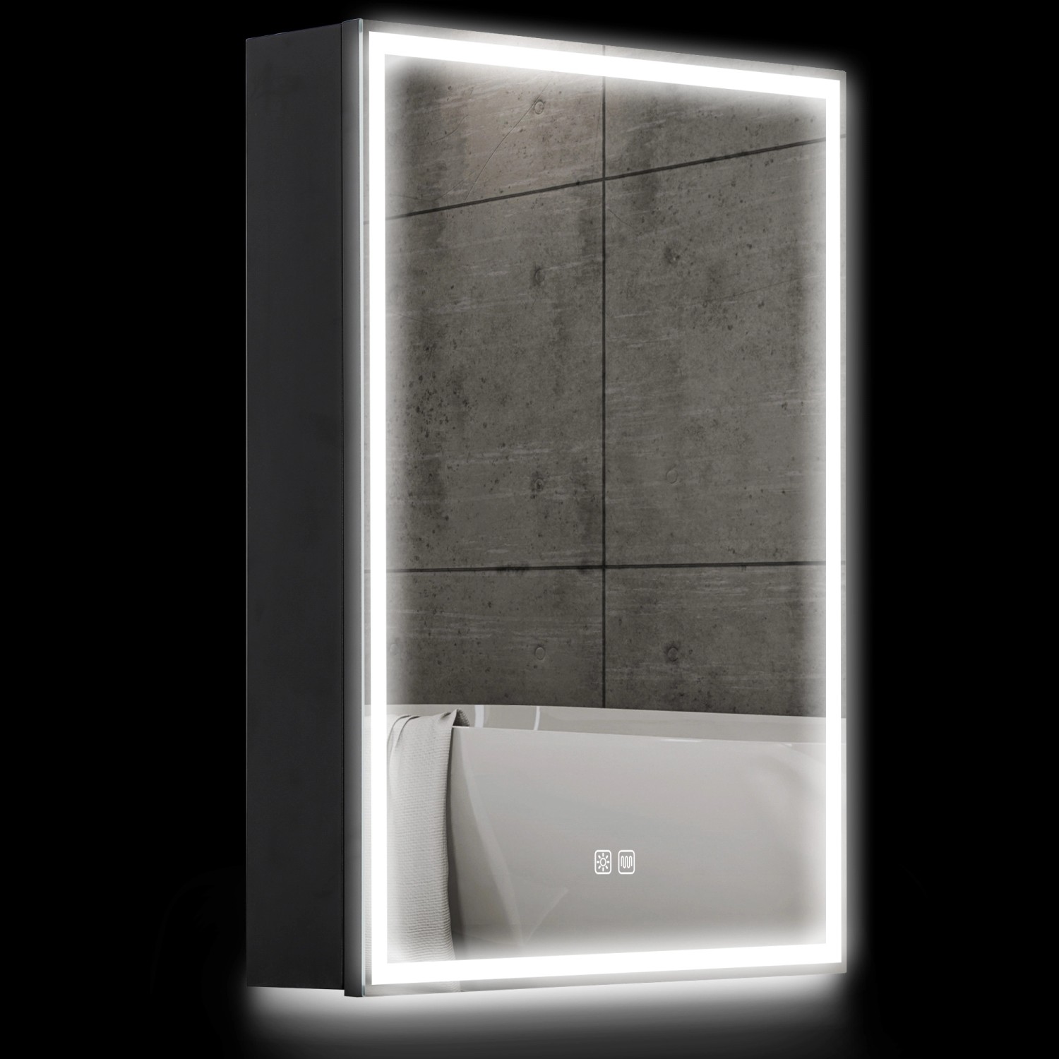 HOMCOM Spiegelschrank Gehärtetes Glas Schwarz 50L x 12,8B x 70H cm HOMCOM Spiegelschrank Gehärtetes Glas Schwarz 50L x 12,8B x 70H cm von HOMCOM