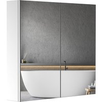 HOMCOM Spiegelschrank aus Edelstahl mit Regal für Badezimmer Toilette Wandmontage 60L x 12B x 55H cm   Aosom von HOMCOM