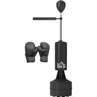 HOMCOM Boxsack stehend 155-205cm Höhenverstellbar Standboxsack mit 360° Reflexstange Speedball, Boxhandschuhen Pumpe, Punchingball Set für Erwachsene Jugendliche, Kickboxsack für Box Training   Aosom von HOMCOM