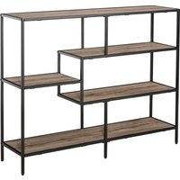 HOMCOM Standregal, Bücherregal Lagerregal Industrieller Stil, Aktenregal, Küchenregal, P2 Spanplatte, Metall, Schwarz+helle Eiche, 120 x 32 x 95 cm von HOMCOM