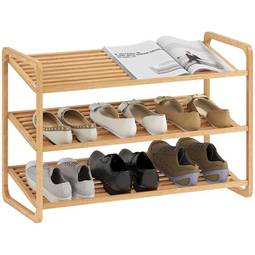 HOMCOM Standregal Schuhregal mit 3 Ebenen, Regal mit Bambusrahmen, modernes Design, Aufbewahrungsregal für 9-12 Paar Schuhe Würfelregal für Küche, Wohnzimmer, Natur, 76 x 33 x 50,8 cm HOMCOM Standregal Schuhregal mit 3 Ebenen, Regal mit Bambusrahmen, modernes Design, Aufbewahrungsregal für 9-12 Paar Schuhe Würfelregal für Küche, Wohnzimmer, Natur, 76 x 33 x 50,8 cm von HOMCOM