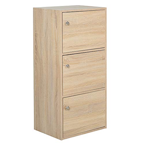 HOMCOM Standschrank, Aktenschrank, Mehrzweckschrank, Büroschrank, Beistellschrank mit 3 Türen MDF-Platten, Natur, 48 x 34 x 100 cm HOMCOM Standschrank, Aktenschrank, Mehrzweckschrank, Büroschrank, Beistellschrank mit 3 Türen MDF-Platten, Natur, 48 x 34 x 100 cm von HOMCOM