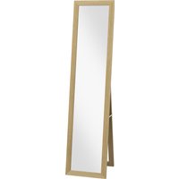 HOMCOM Standspiegel, Ganzkörperspiegel mit Ständer, freistehender Wandspiegel, Ankleidespiegel, Garderobenspiegel, Alu, Eiche, 37 x 157 cm von HOMCOM