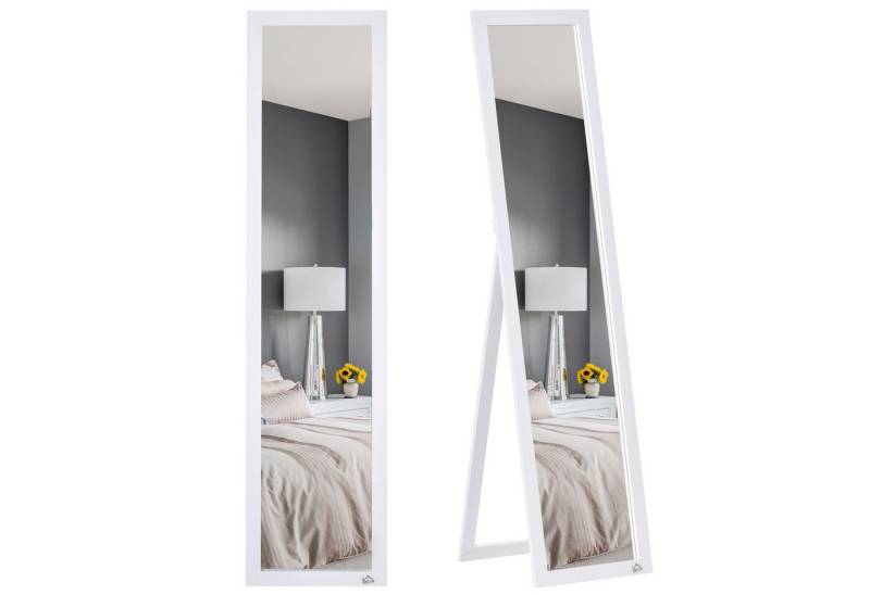 HOMCOM Standspiegel 154 x 37 cm mit Ständer (Wandspiegel, 1-St., Ganzkörperspiegel), für Wohnzimmer, Schlafzimmer, Weiß von HOMCOM
