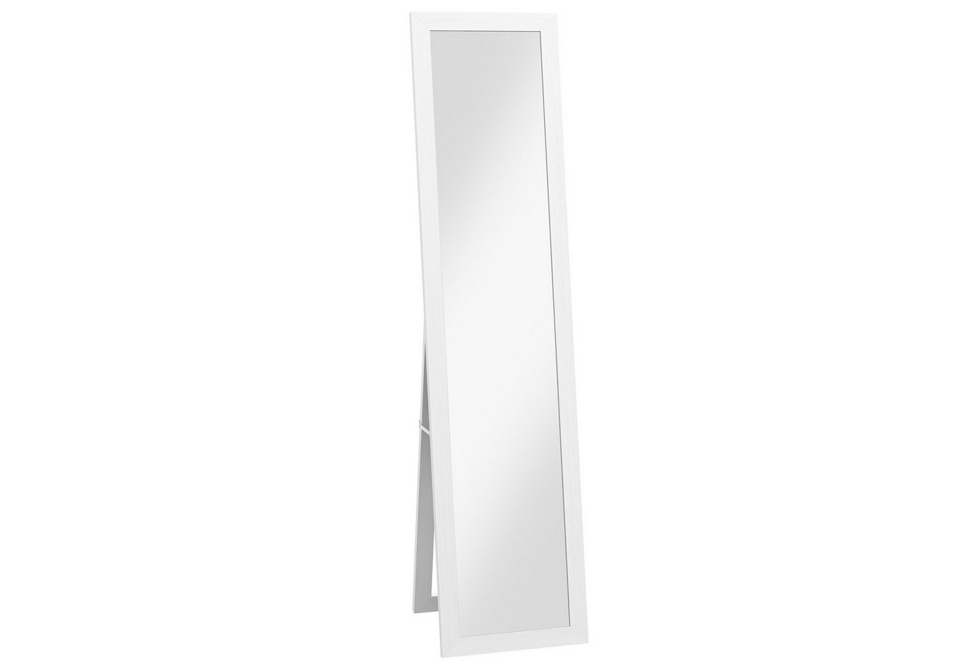 HOMCOM Standspiegel Ganzkörperspiegel mit Ständer (Kosmetikspiegel, 1-St., Garderobenspiegel), Alu, Weiß, 37 x 40 x 157 cm von HOMCOM