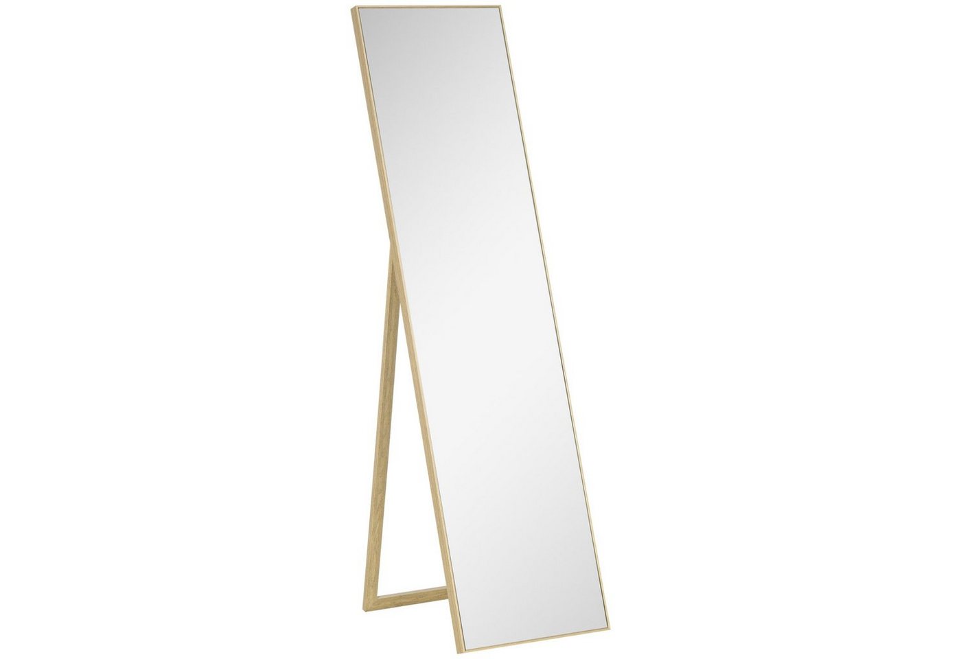 HOMCOM Standspiegel mit Ständer, freistehend, 40 x 150 cm, Natur (Set, 1-St., 1 Ankleidespiegel), gerahmter Ganzkörperspiegel von HOMCOM