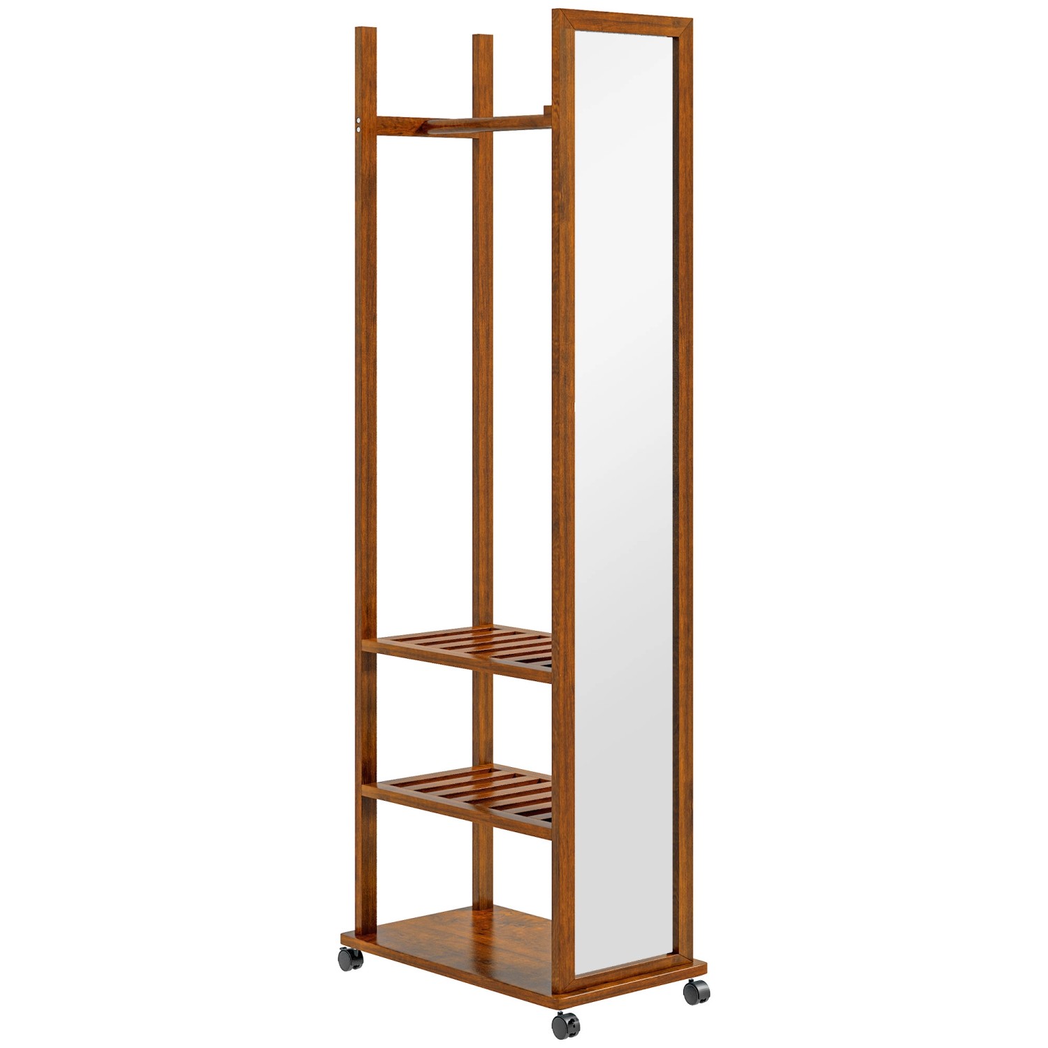 HOMCOM Standspiegel mit Rollen Ständer 3 Ebenen 24,8 x 153,8 cm Garderobe Walnuss HOMCOM Standspiegel mit Rollen Ständer 3 Ebenen 24,8 x 153,8 cm Garderobe Walnuss von HOMCOM