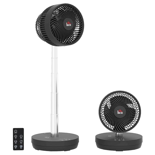 HOMCOM Standventilator USB Wiederaufladbarer Ventilator mit Fernbedienung einstellbarer Neigung Oszillation 10 Geschwindigkeitsstufen Timer Höhenverstellbar Teleskopventilator für Büro Camping HOMCOM Standventilator USB Wiederaufladbarer Ventilator mit Fernbedienung einstellbarer Neigung Oszillation 10 Geschwindigkeitsstufen Timer Höhenverstellbar Teleskopventilator für Büro Camping von HOMCOM