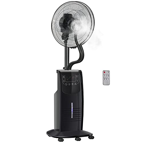 HOMCOM Standventilator mit 3,1 Liter Wasserkühlung 3 Modi Nebelfunktion 90 W Ventilator Lüfter Verstellbarer Neigungswinkel Stahl Schwarz Höhe 135 cm von HOMCOM