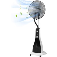 HOMCOM Standventilator mit Wasser, 90W Ventilator mit Nebelfunktion, 3 Modi, 3L Wassertankkapazität, Timerfunktion, Rollen, Oszillierend, Schwarz von HOMCOM