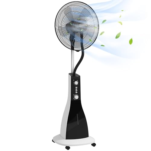HOMCOM Standventilator mit Wasser, Ventilator mit Nebelfunktion, 3 Modi, Oszillierend 90W Standventilator mit Wasserkühlung, 3L Wassertank, Timer, Rollen, Schwarz HOMCOM Standventilator mit Wasser, Ventilator mit Nebelfunktion, 3 Modi, Oszillierend 90W Standventilator mit Wasserkühlung, 3L Wassertank, Timer, Rollen, Schwarz von HOMCOM