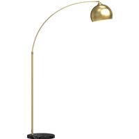 HOMCOM Stehlampe, Bogenlampe Wohnzimmer, goldener Lampenschirm, 40W, E27, Stehlampe mit Marmorsockel, einstellbare Länge 110 - 115 cm, einstellbare Höhe 170-180 cm, modernes Design, Schwarz Grau   Aosom von HOMCOM
