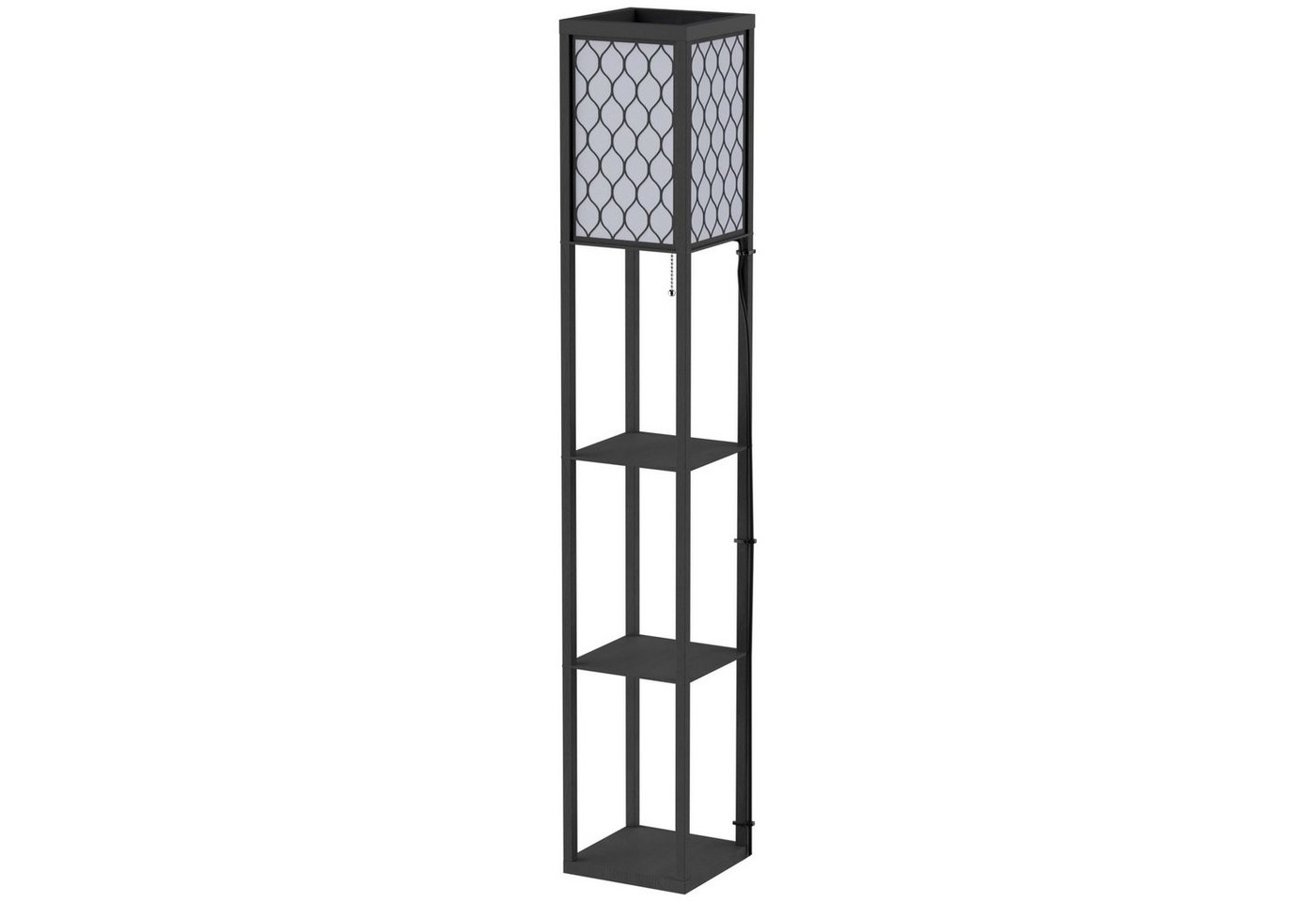 HOMCOM Stehlampe Stehleuchte mit Regalen, Holz Schwarz 26 x 26 x 160 cm von HOMCOM