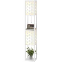 HOMCOM Stehlampe, Stehleuchte mit 2 Fächern, E27 Sockel, Gittermustersäule Standlampe mit Fußschalter und Zugkette, für Wohnzimmer, Weiß, exkl. Glühbirne   Aosom von HOMCOM