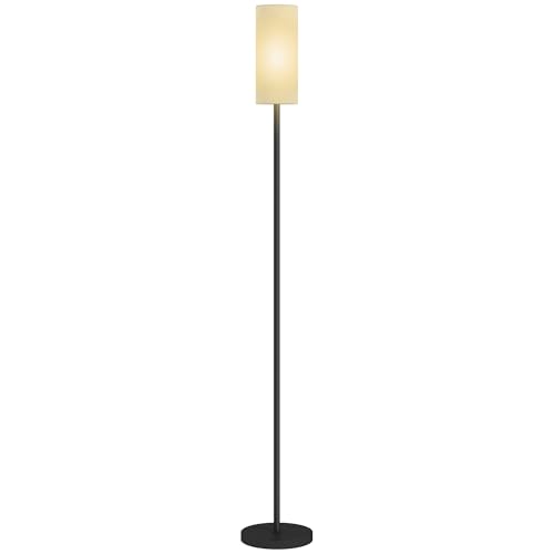 HOMCOM Stehlampe, Stehleuchte mit Lampenschirm aus Stoff, E27 Fassung, Standlampe Standleuchte mit Fußschalter für Wohnzimmer, Schlafzimmer, exkl. Leuchtmittel, Weiß von HOMCOM