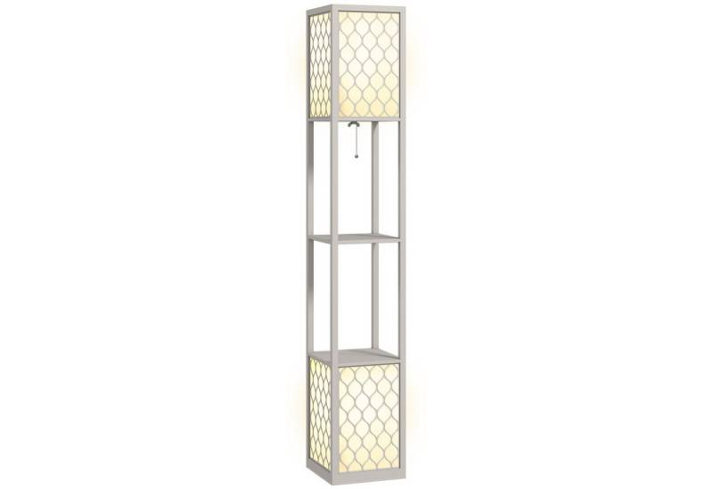 HOMCOM Stehlampe 40 W Standlampe mit E27 Sockel, 2 Ablagen, mit Doppellicht, LED, Halogenlampen, Glühbirnen, warm, exkl. Leuchtmittel, für Wohnzimmer, Schlafzimmer, Hellgrau von HOMCOM