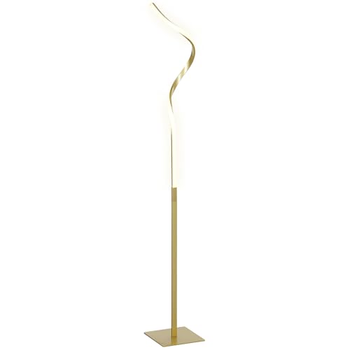 HOMCOM Stehlampe Dimmbar LED Stehleuchte mit Fußschalter, 3 Einstellbare Helligkeit, Wohnzimmer Standleuchte im Spiraldesign Modern 146 cm Stehleuchte für Schlafzimmer, Gold HOMCOM Stehlampe Dimmbar LED Stehleuchte mit Fußschalter, 3 Einstellbare Helligkeit, Wohnzimmer Standleuchte im Spiraldesign Modern 146 cm Stehleuchte für Schlafzimmer, Gold von HOMCOM