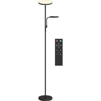 HOMCOM Stehlampe LED 42W dimmbar 2700K-6500K Stehlampen für das Wohnzimmer mit kontinuierlicher Farbvariation, 4 Szenenmodi, Fernbedienung und Touch-Steuerung, Speicherfunktion, Schwarz   Aosom von HOMCOM