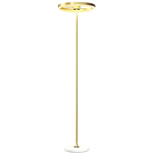 HOMCOM Stehlampe LED Wohnzimmer Dimmbar Stehleuchte mit 3 Lichtfarben, Fußschalter, Standleuchte mit Metallständer, Acrylschirm für Schlafzimmer, Büro Gold HOMCOM Stehlampe LED Wohnzimmer Dimmbar Stehleuchte mit 3 Lichtfarben, Fußschalter, Standleuchte mit Metallständer, Acrylschirm für Schlafzimmer, Büro Gold von HOMCOM
