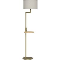 HOMCOM Stehlampe Modern mit Regal, Stehlampe 40 W mit abnehmbarem synthetischem Leinenschirm, USB-Anschluss, Kettenauslöser und Stahlrahmen, für Wohnzimmer, Schlafzimmer, Gold   Aosom von HOMCOM