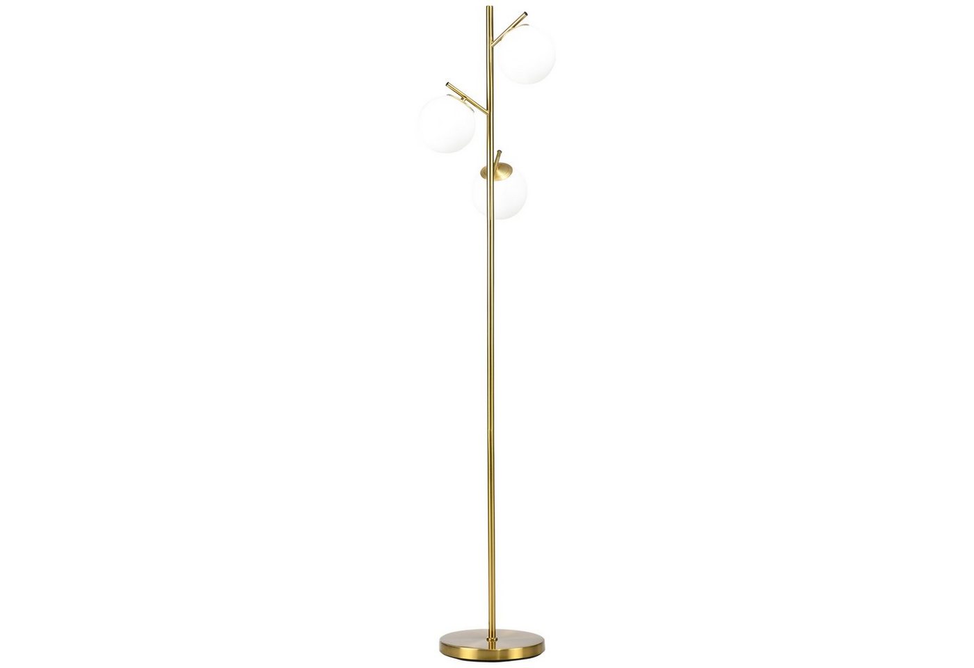HOMCOM Stehlampe Standleuchte mit 3 E27 Fassungen aus Stahl und Glas, Metall, Glas Ø27 x 169 cm von HOMCOM