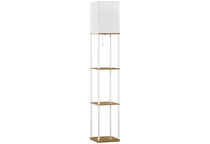 HOMCOM Stehlampe Stehlampe Wohnzimmer mit 3 Regalen, Stehlampe mit Fassung, Leuchtmittel wechselbar, für Wohnzimmer, Weiß von HOMCOM