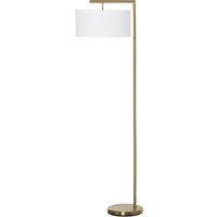 HOMCOM Stehlampe E27 Sockel Stehleuchte für Wohnzimmer Schlafzimmer Büro, Metall Stahl Leinen Gold Weiß 47x37x153 cm   Aosom.de von HOMCOM