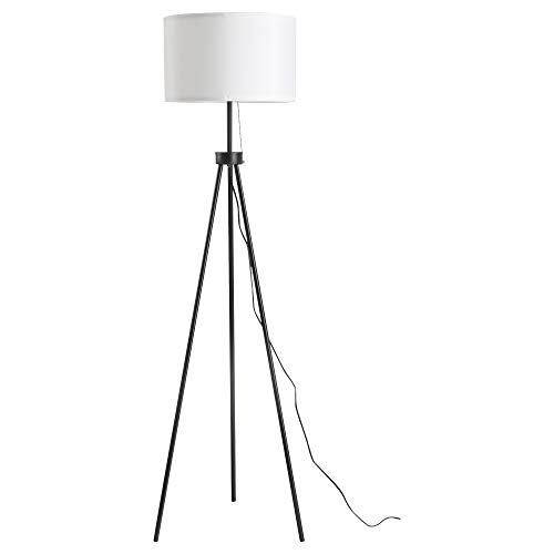 HOMCOM Stehlampe Stehleuchte Standleuchte E27, Stahl+Polyester, 37x37x152cm (Schwarz+Weiß) von HOMCOM