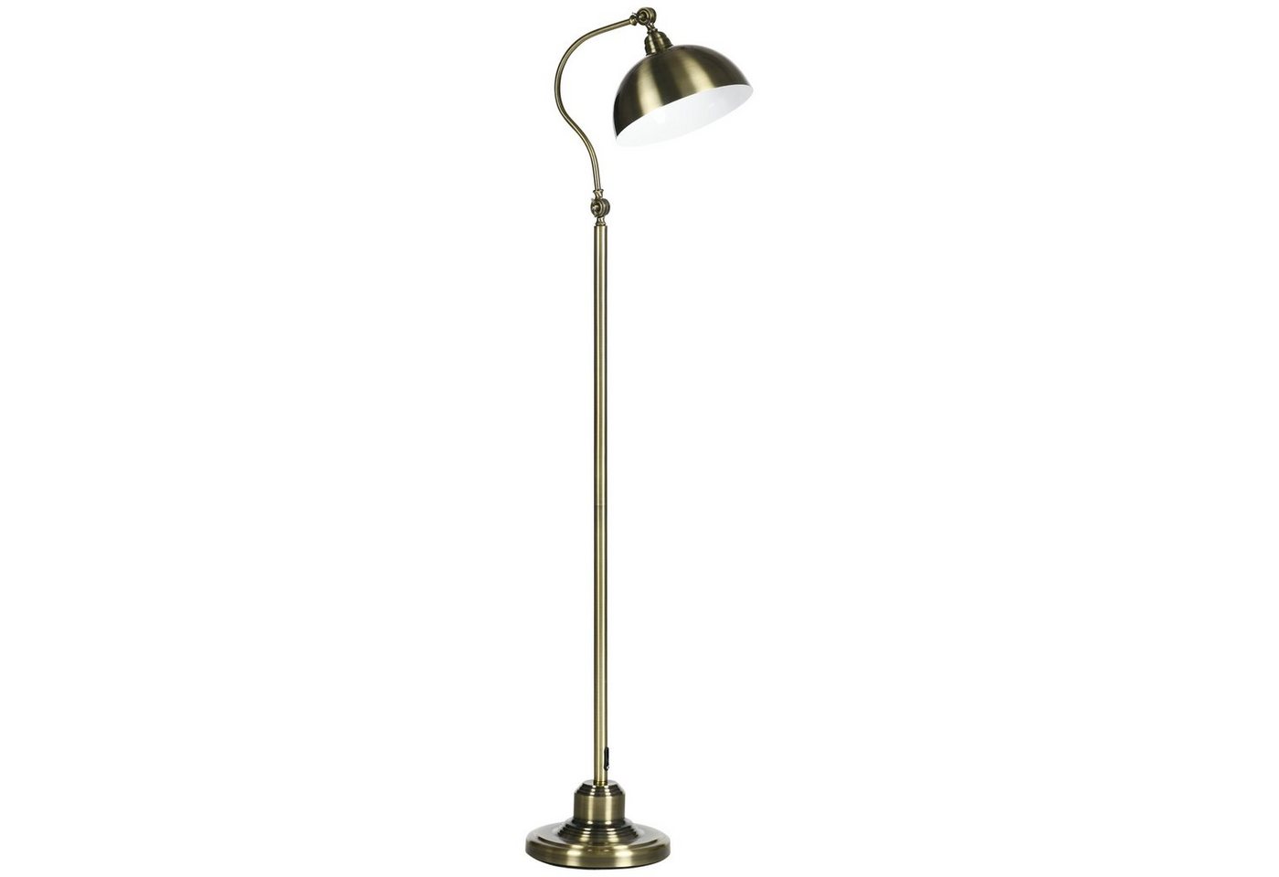 HOMCOM Stehlampe Stehleuchte im Vintage-Design, verstellbarer Winkel, Messing-Look, Ein-,Ausschalter, Ohne Leuchtmittel, Stehleuchte von HOMCOM