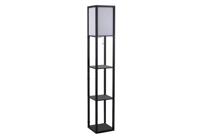 HOMCOM Stehlampe Stehleuchte mit Regalen für Wohn-/Schlafzimmer, Holz Schwarz+Weiß 26 x 26 x 160 cm von HOMCOM