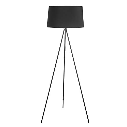 HOMCOM Stehlampe Tripod Schlafzimmer Standleuchte Stehleuchte 40 W Skandinavisch Stoff + Metall schwarz ∅73 x 156 cm von HOMCOM