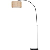 HOMCOM Stehlampe Wohnzimmer Stehleuchte mit Lampenschirm aus Leinen, Standleuchte mit E27 Fassung, Fußschalter, Höhenverstellbar Bogenlampe für Schlafzimmer, Schwarz, exkl. Glühbirne   Aosom von HOMCOM