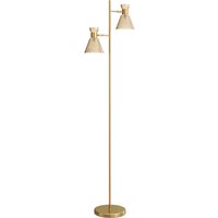 HOMCOM Stehlampe mit 2 verstellbaren Lichtpunkten, Standlampe mit Sockel und Glas-Blumenschirmen, E27-Fassung, Fußschalter, Gold Aosom HOMCOM Stehlampe mit 2 verstellbaren Lichtpunkten, Standlampe mit Sockel und Glas-Blumenschirmen, E27-Fassung, Fußschalter, Gold Aosom von HOMCOM