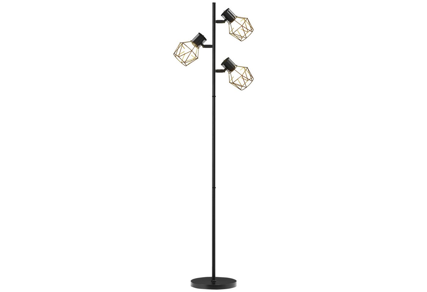 HOMCOM Stehlampe mit 3 E27 Fassungen, 40 W Standlampe mit 3 Verstellbar Flammen, Ohne Leuchtmittel, Metall, exkl. Glühbirne, Schwarz HOMCOM Stehlampe mit 3 E27 Fassungen, 40 W Standlampe mit 3 Verstellbar Flammen, Ohne Leuchtmittel, Metall, exkl. Glühbirne, Schwarz von HOMCOM